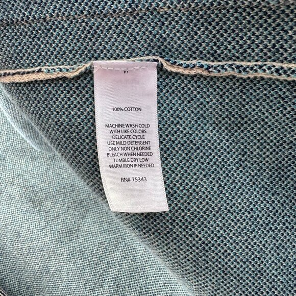 If It Were Me Open Cardigan Sweater Womens Size S Cream Blue Aztec 100% Cotton - Picture 4 of 10